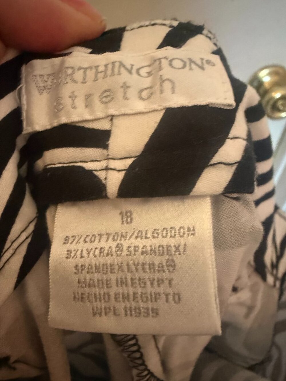 Worthington Stretch Zebra Striped Pants W 18 - Picture 3 of 4